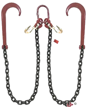 Grade 80 15" J-Hooks With V-Chain & Master Link with Cradle Grab Hook