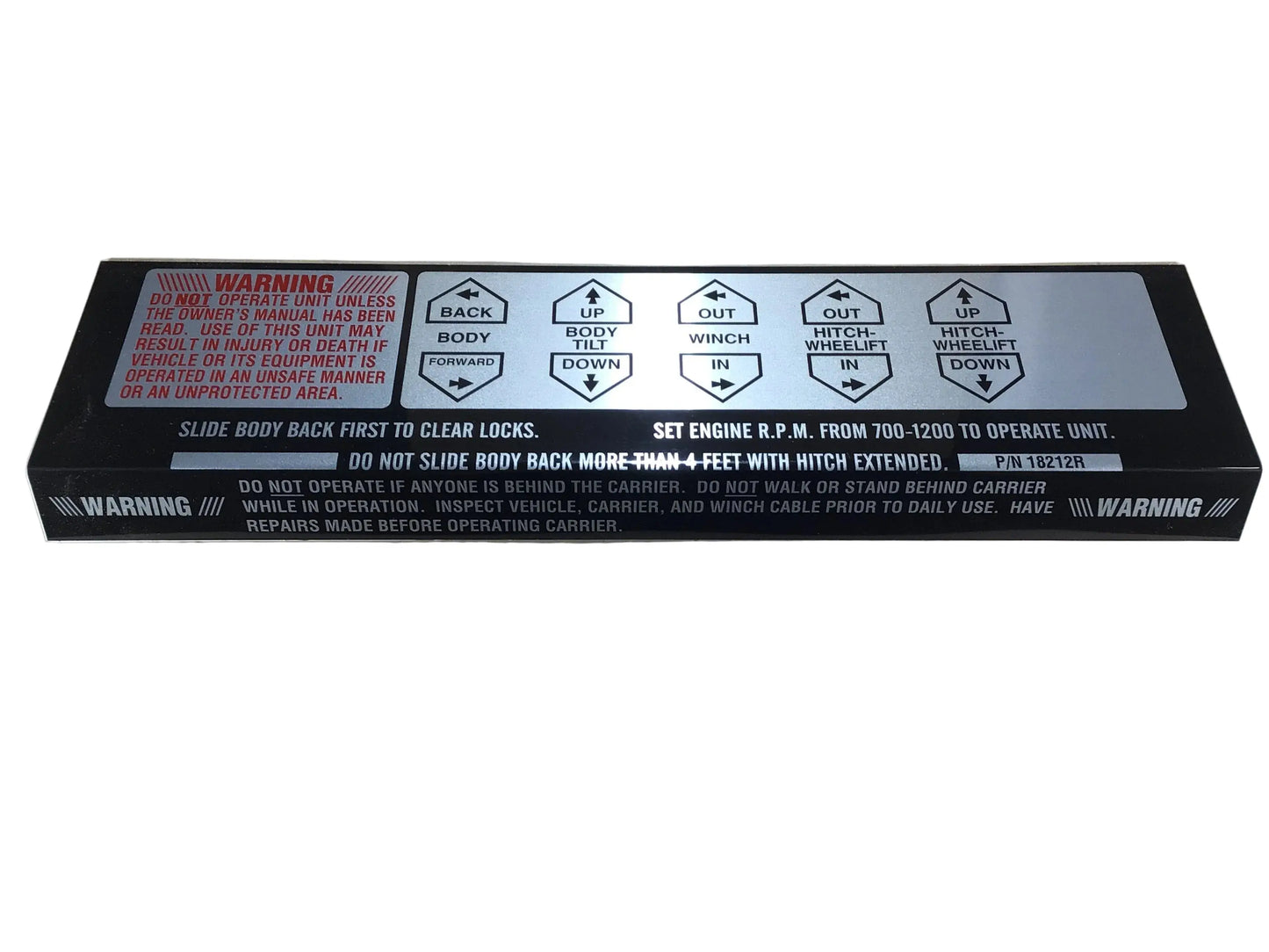 CHEVRON CARRIER CONTROL DECAL RIGHT SIDE 18212R