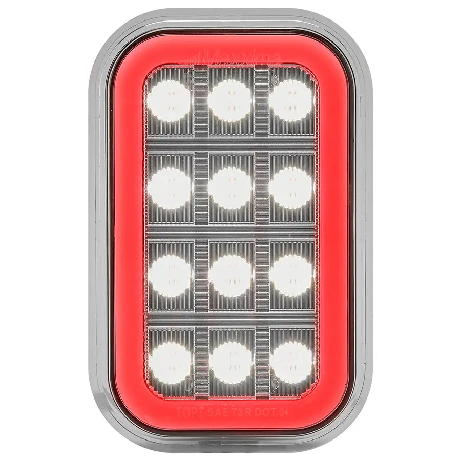3” x 5” White Rectangular Back Up with Red Taillight Glow Edge
